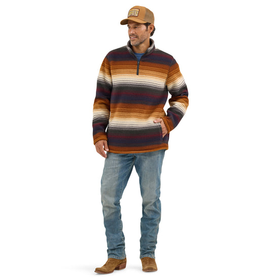 Wrangler Men's Sunset Striped Quarter Zip Sherpa Pullover 112368190