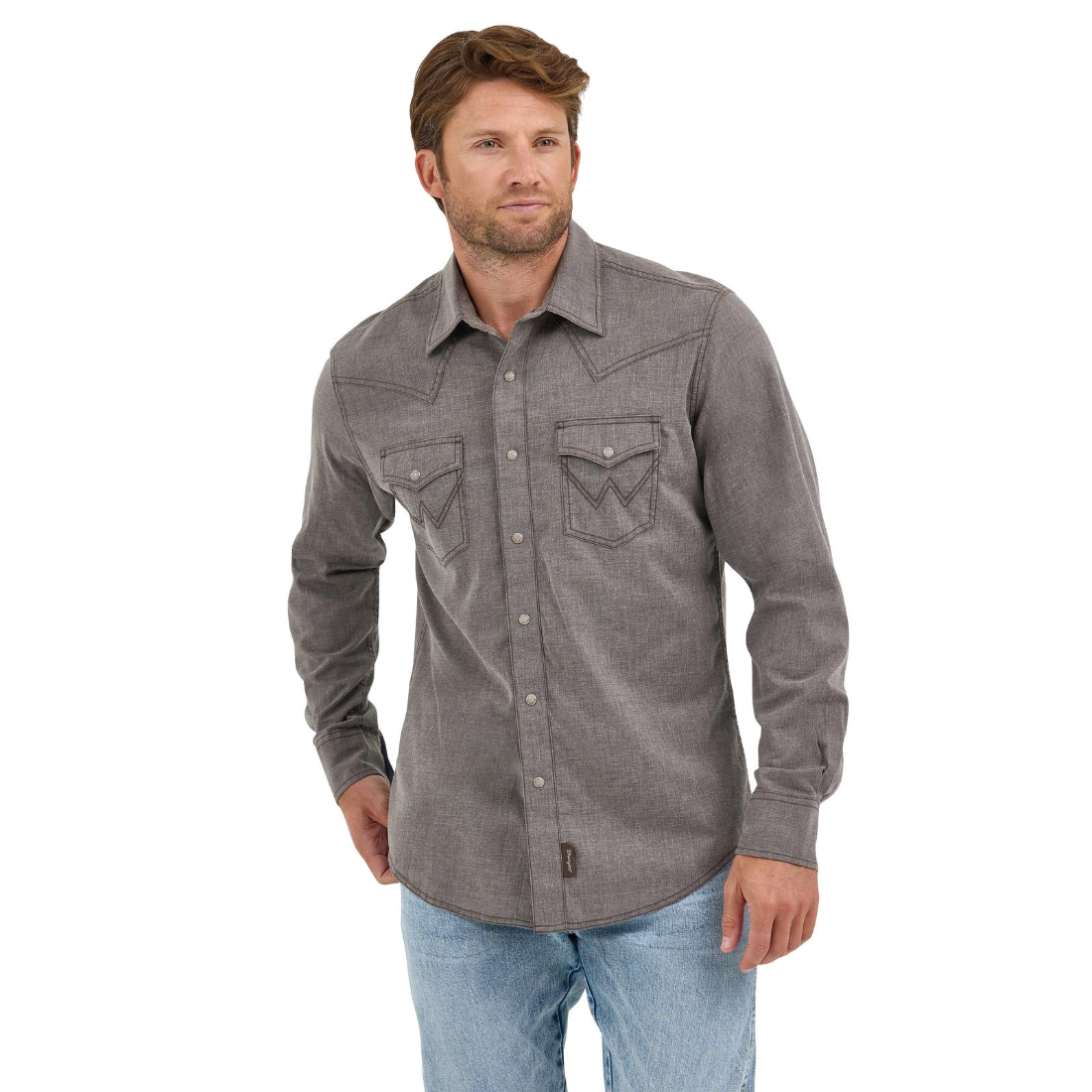Wrangler Men's Classic Dusty Brown Button Down Work Shirt  112368219
