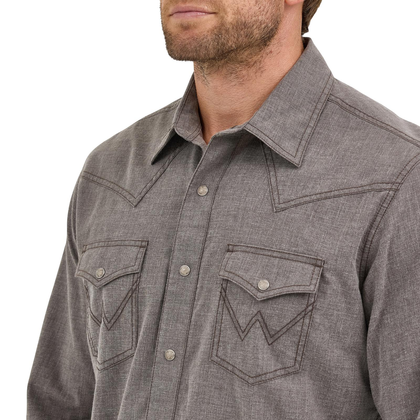 Wrangler Men's Classic Dusty Brown Button Down Work Shirt  112368219
