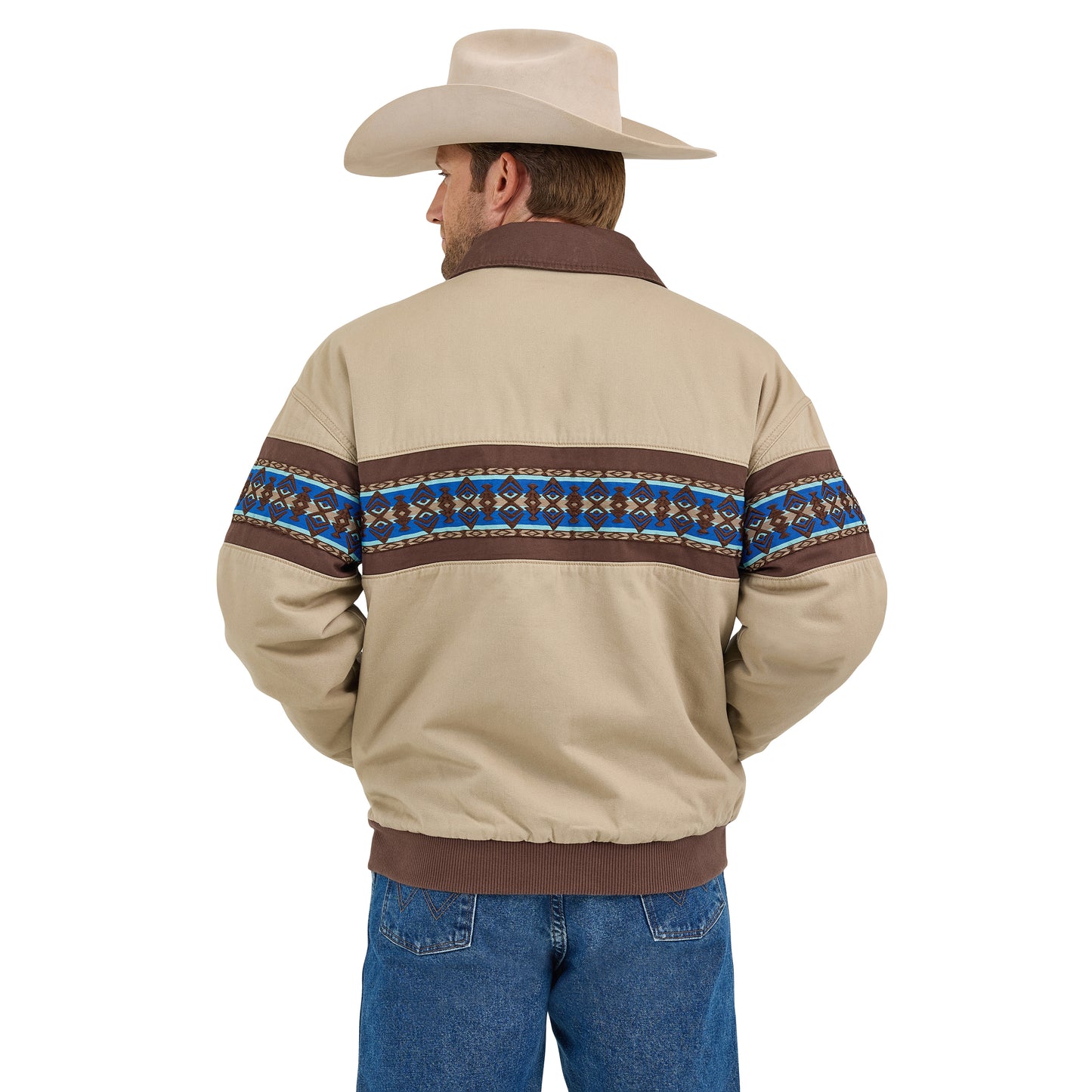 Wrangler Men's Checotah Aztec Western Brown Bomber Jacket 112368287