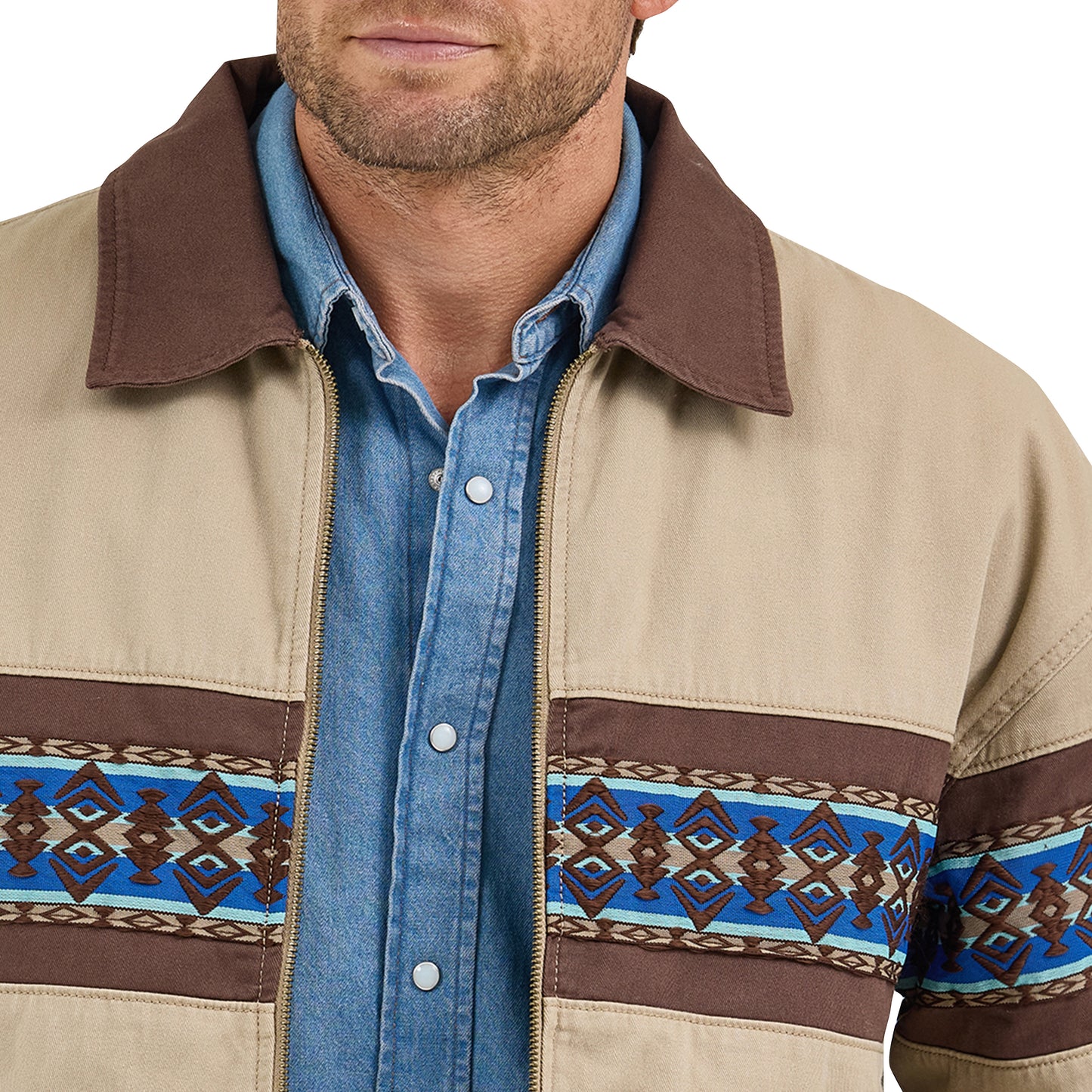 Wrangler Men's Checotah Aztec Western Brown Bomber Jacket 112368287