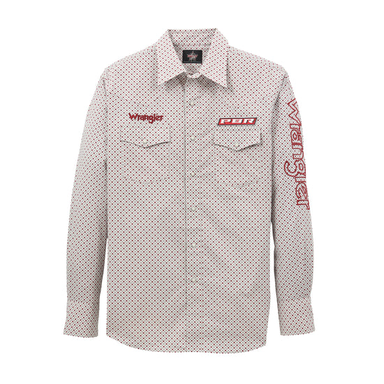 Wrangler Men's PBR Logo Grey & Red Snap Shirt 112368524