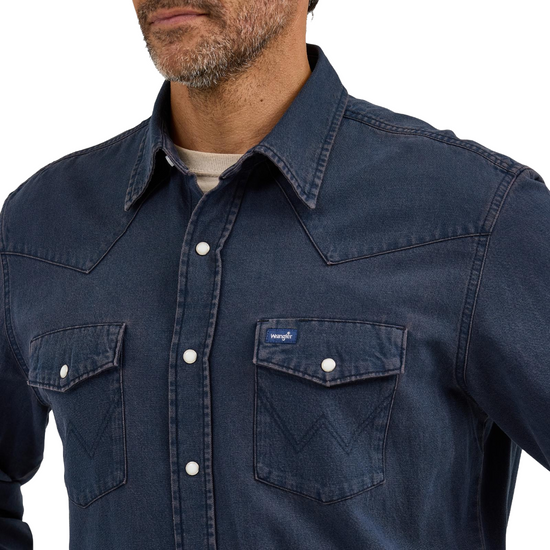 Wrangler Men's Vintage Inspired Midnight Blue Work Shirt 112368685