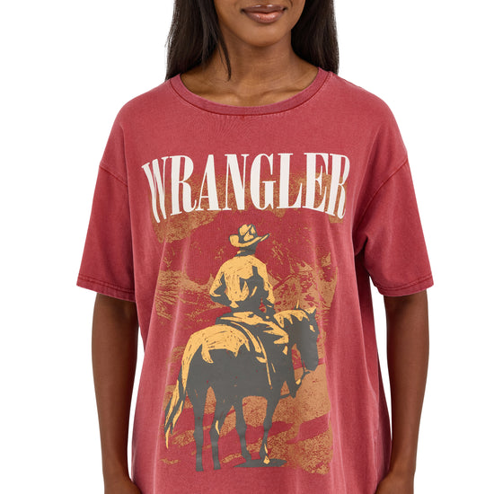 Wrangler Ladies Retro® Chili Oil Oversized Cowboy T-Shirt 112368892