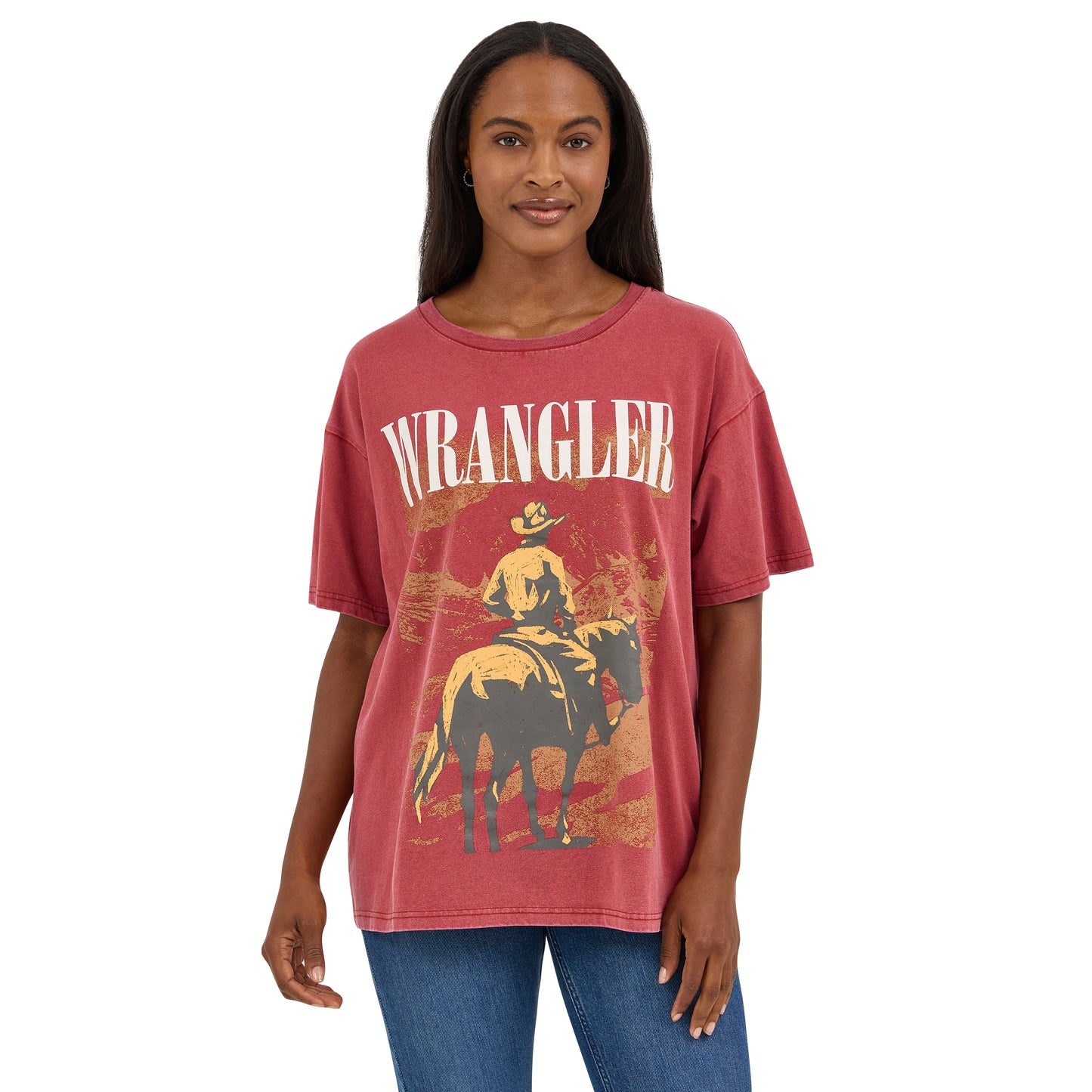 Wrangler Ladies Retro® Chili Oil Oversized Cowboy T-Shirt 112368892