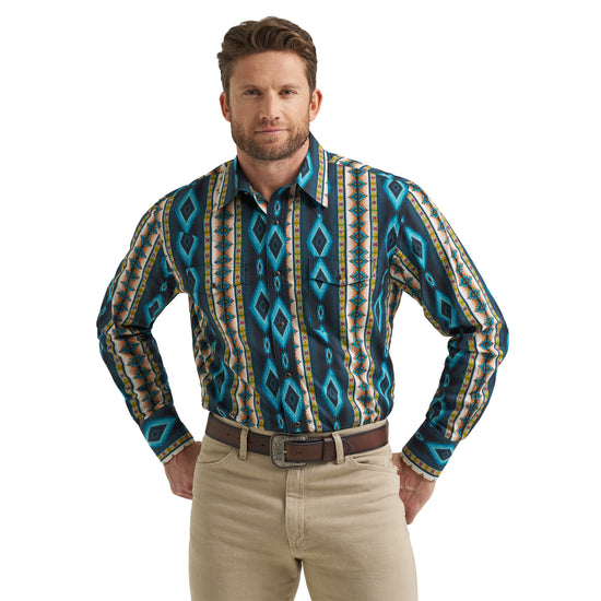 Wrangler Men's Checotah® Teal Multi Western Snap Shirt 112369467