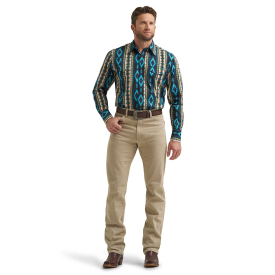 Wrangler Men's Checotah® Teal Multi Western Snap Shirt 112369467