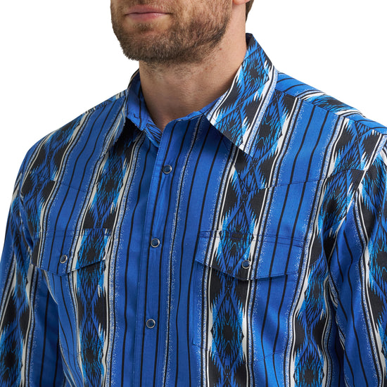 Wrangler Men's Checotah® Blue Multi Western Snap Shirt 112369484