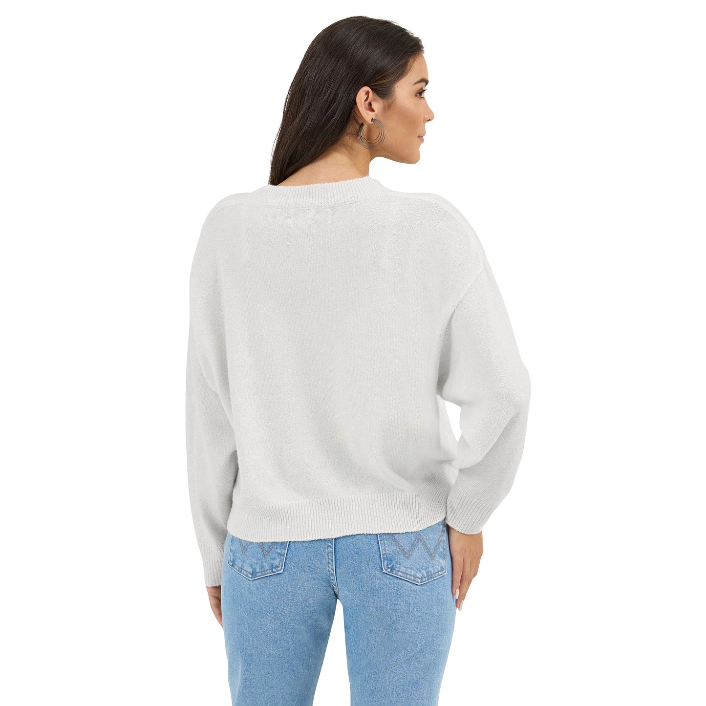 Wrangler Ladies Retro® White Vintage Crew Sweater 112371924