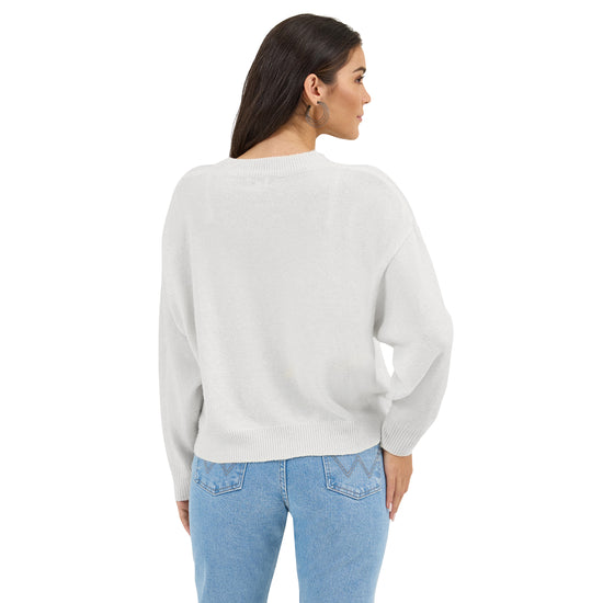 Wrangler Ladies Retro® White Vintage Crew Sweater 112371924
