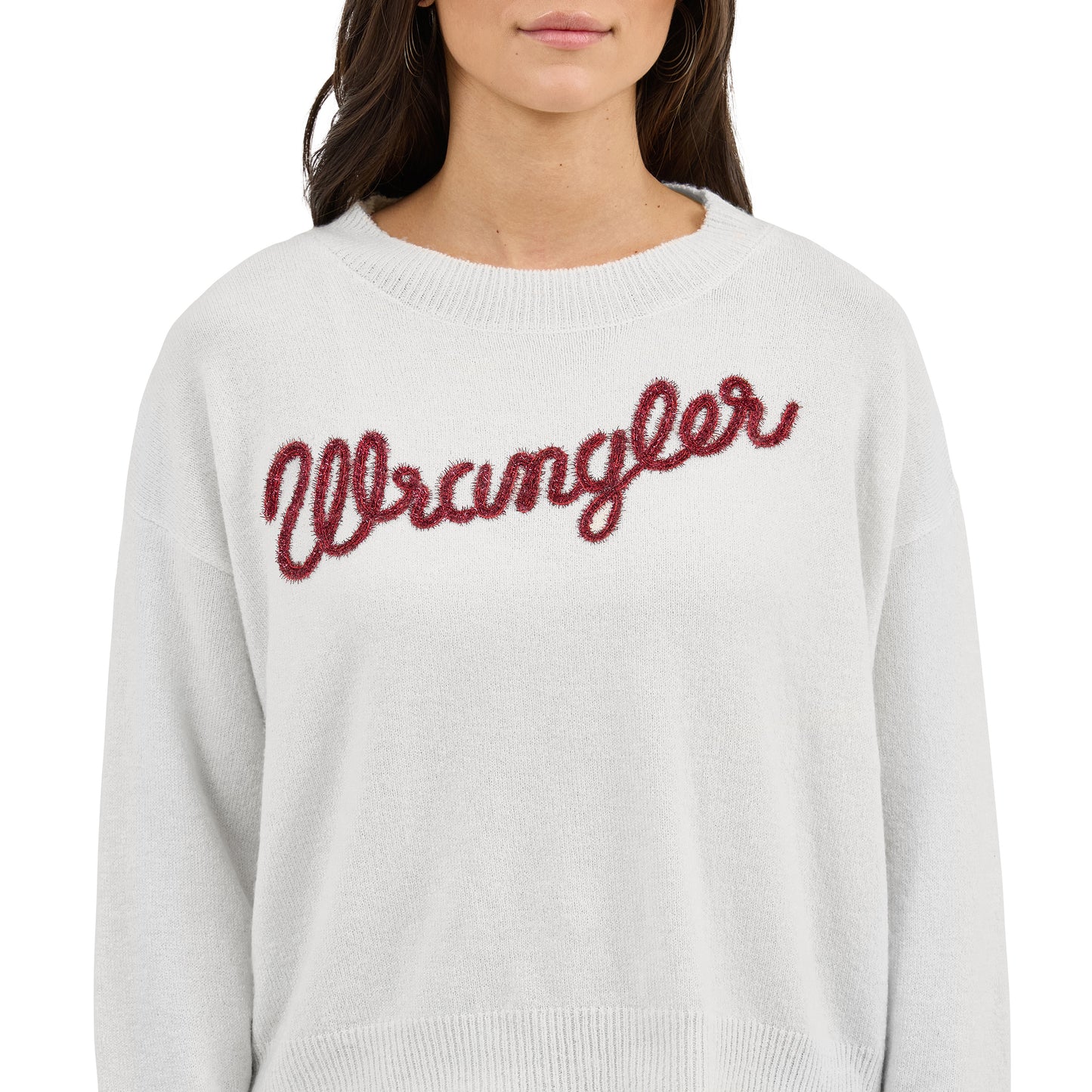 Wrangler Ladies Retro® White Vintage Crew Sweater 112371924