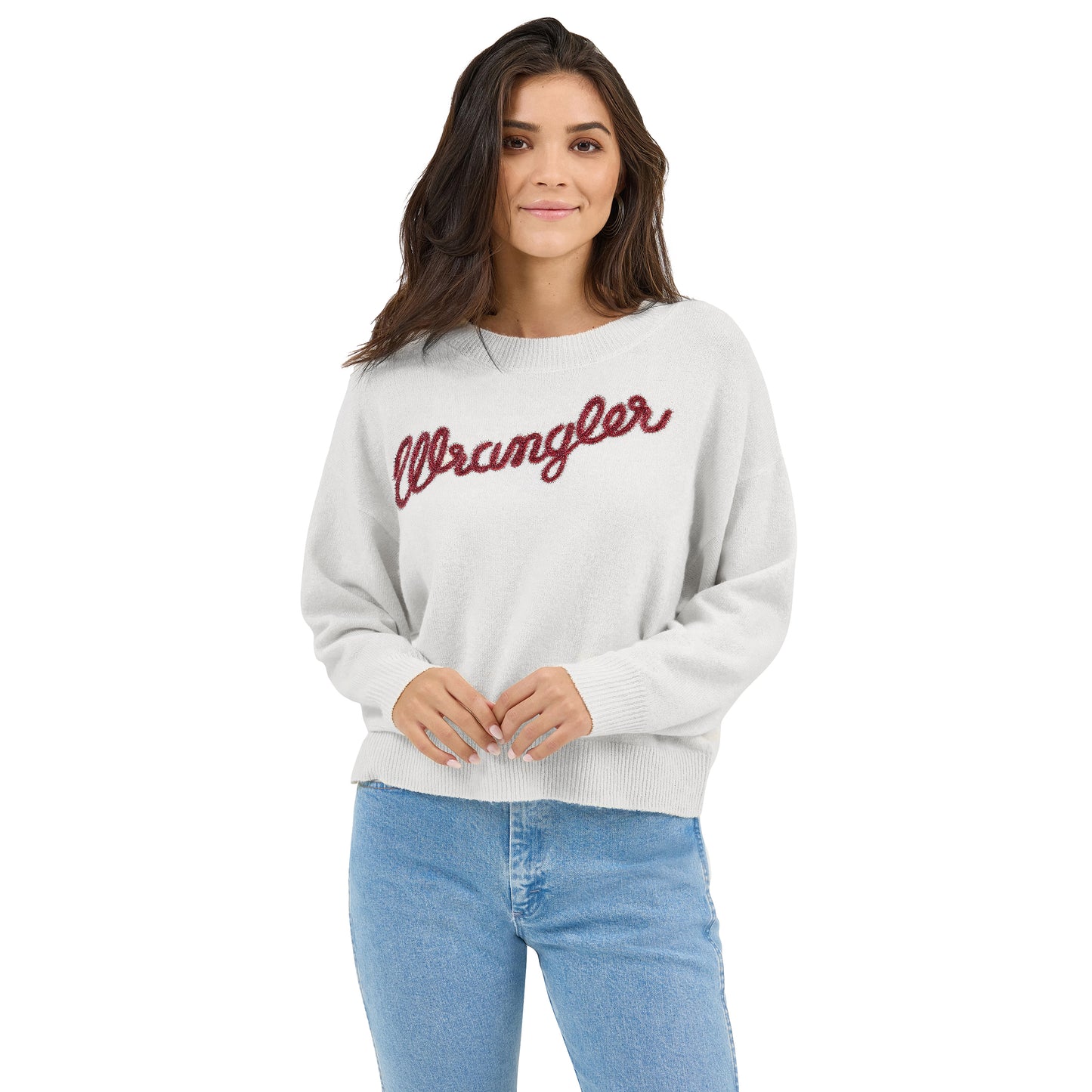 Wrangler Ladies Retro® White Vintage Crew Sweater 112371924