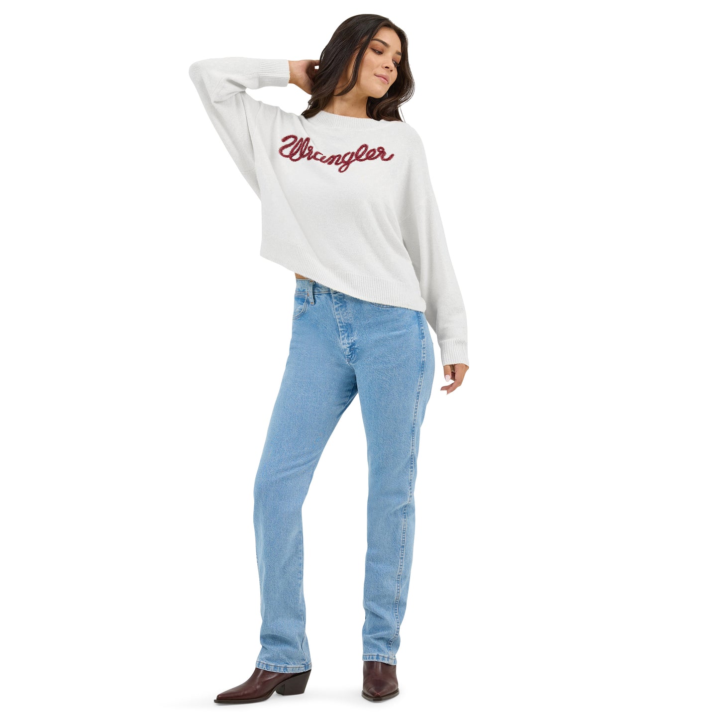 Wrangler Ladies Retro® White Vintage Crew Sweater 112371924