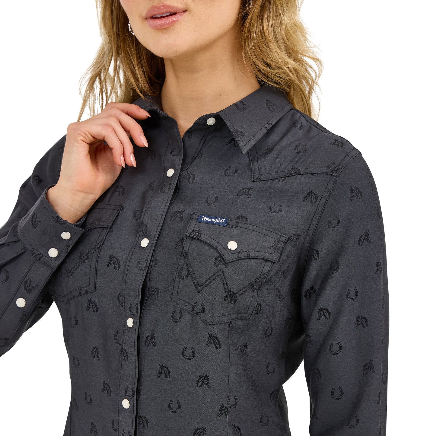 Wrangler Ladies Retro® Party Black Western Snap Shirt 112372429