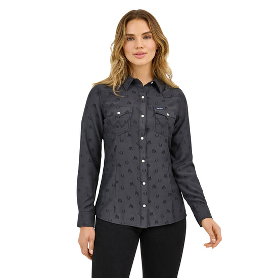 Wrangler Ladies Retro® Party Black Western Snap Shirt 112372429