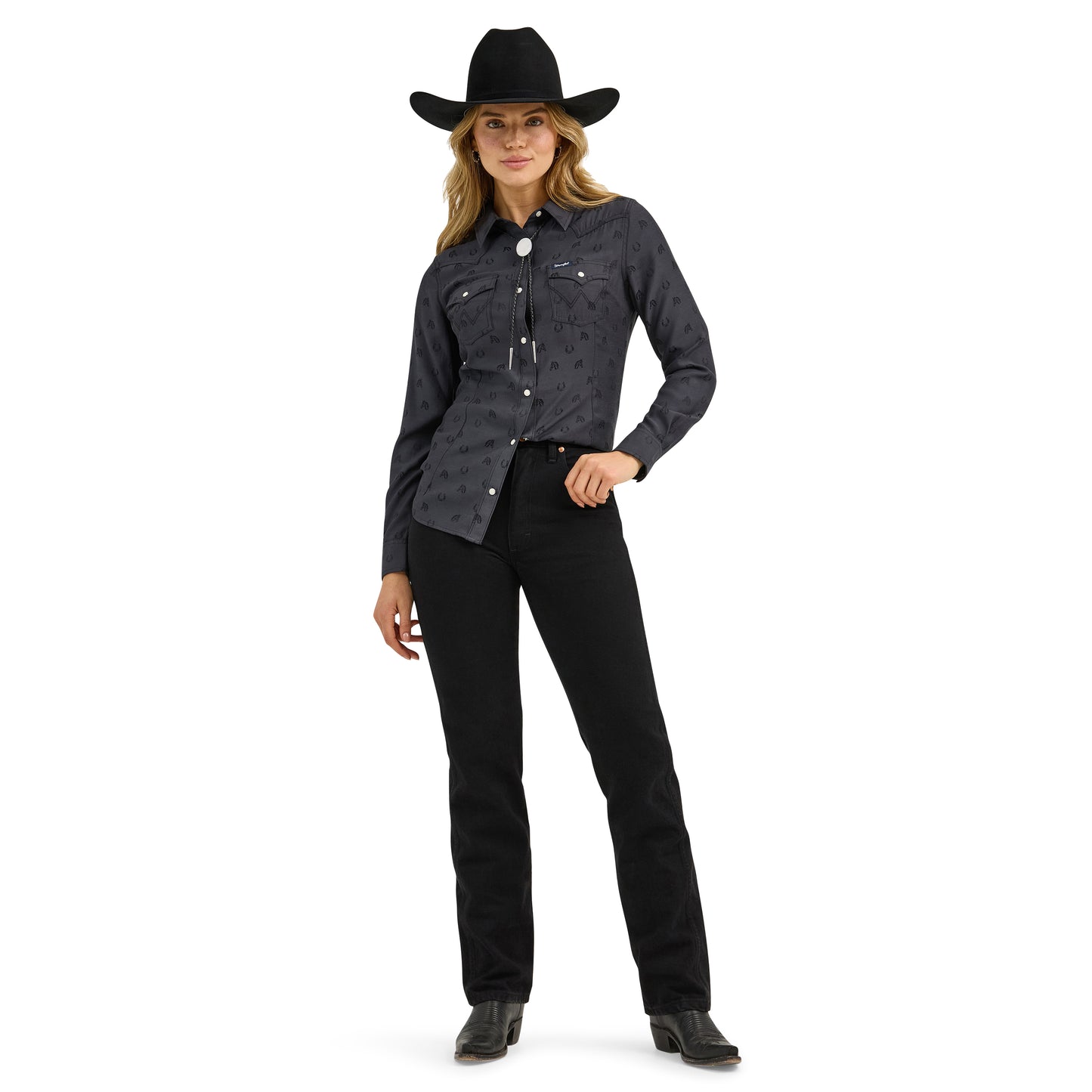 Wrangler Ladies Retro® Party Black Western Snap Shirt 112372429