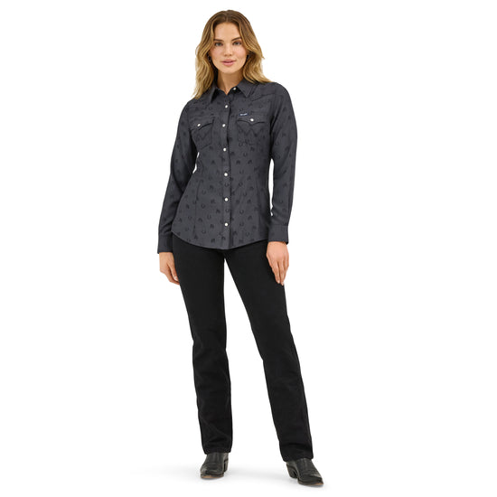 Wrangler Ladies Retro® Party Black Western Snap Shirt 112372429
