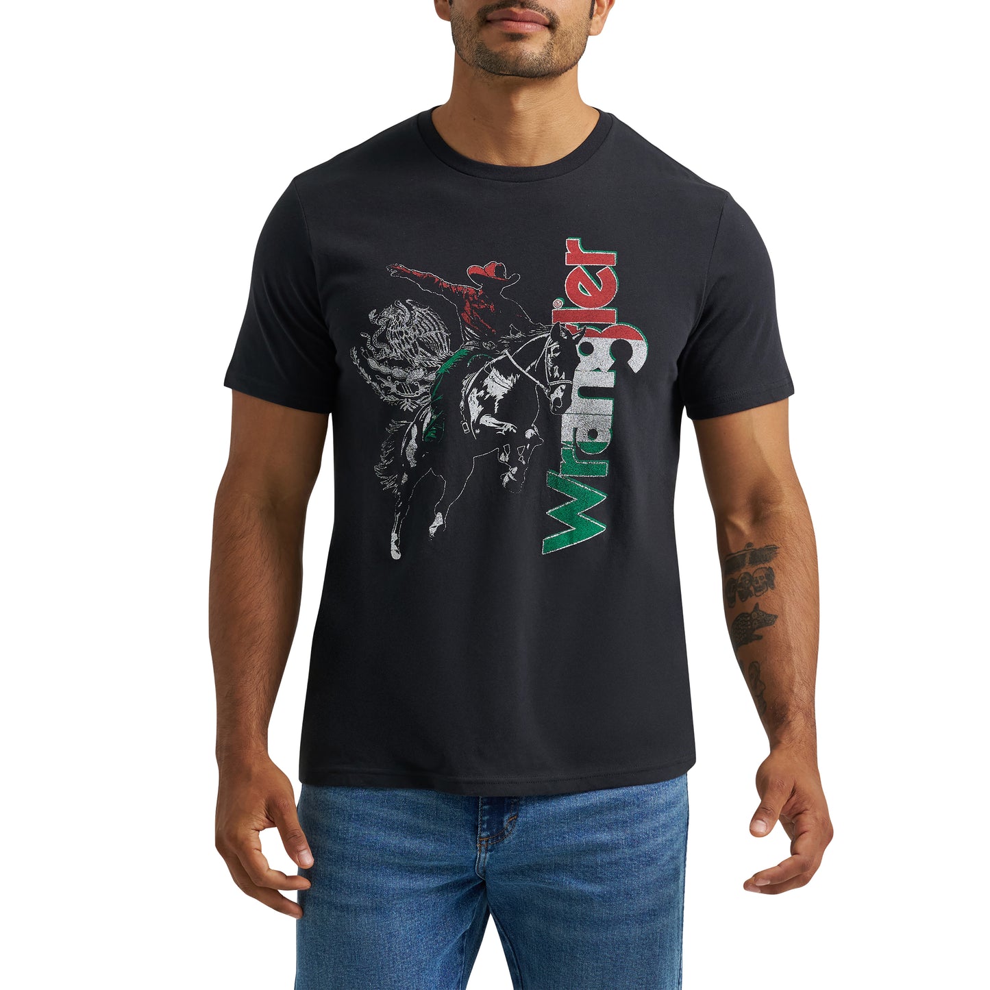 Wrangler Men's Jet Black Heather Mexico Logo T-Shirt 112372809