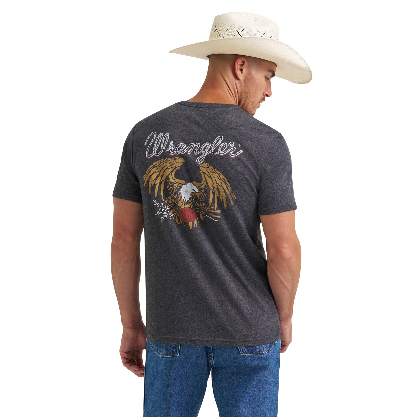Wrangler Men's Phantom Heather Eagle Graphic Pocket T-Shirt 112372857