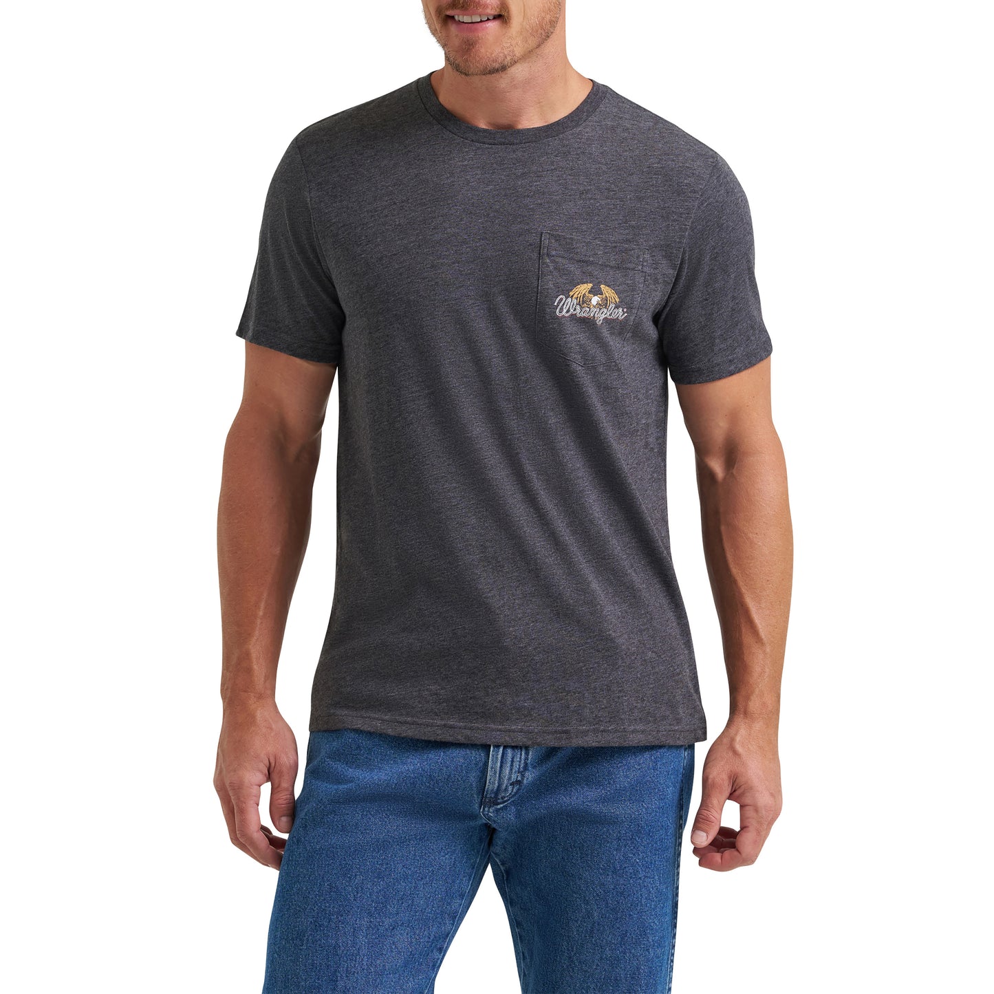 Wrangler Men's Phantom Heather Eagle Graphic Pocket T-Shirt 112372857
