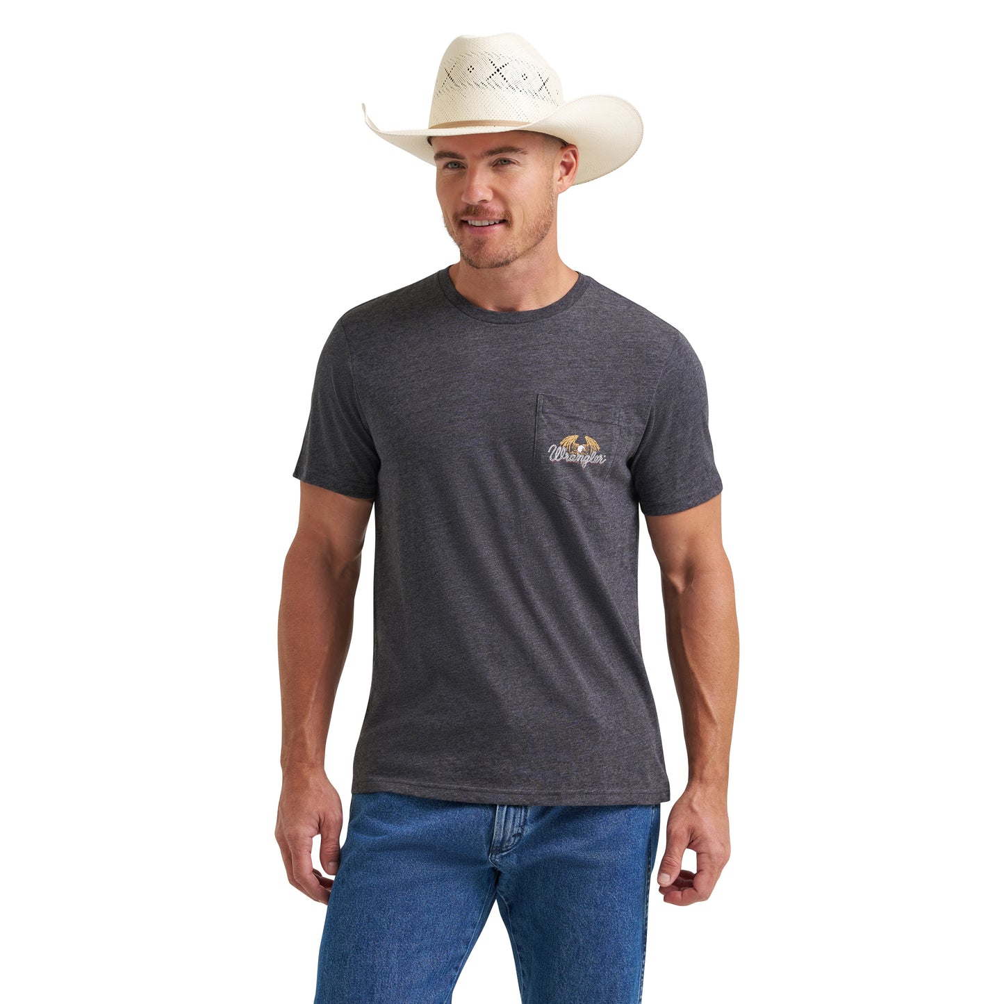 Wrangler Men's Phantom Heather Eagle Graphic Pocket T-Shirt 112372857