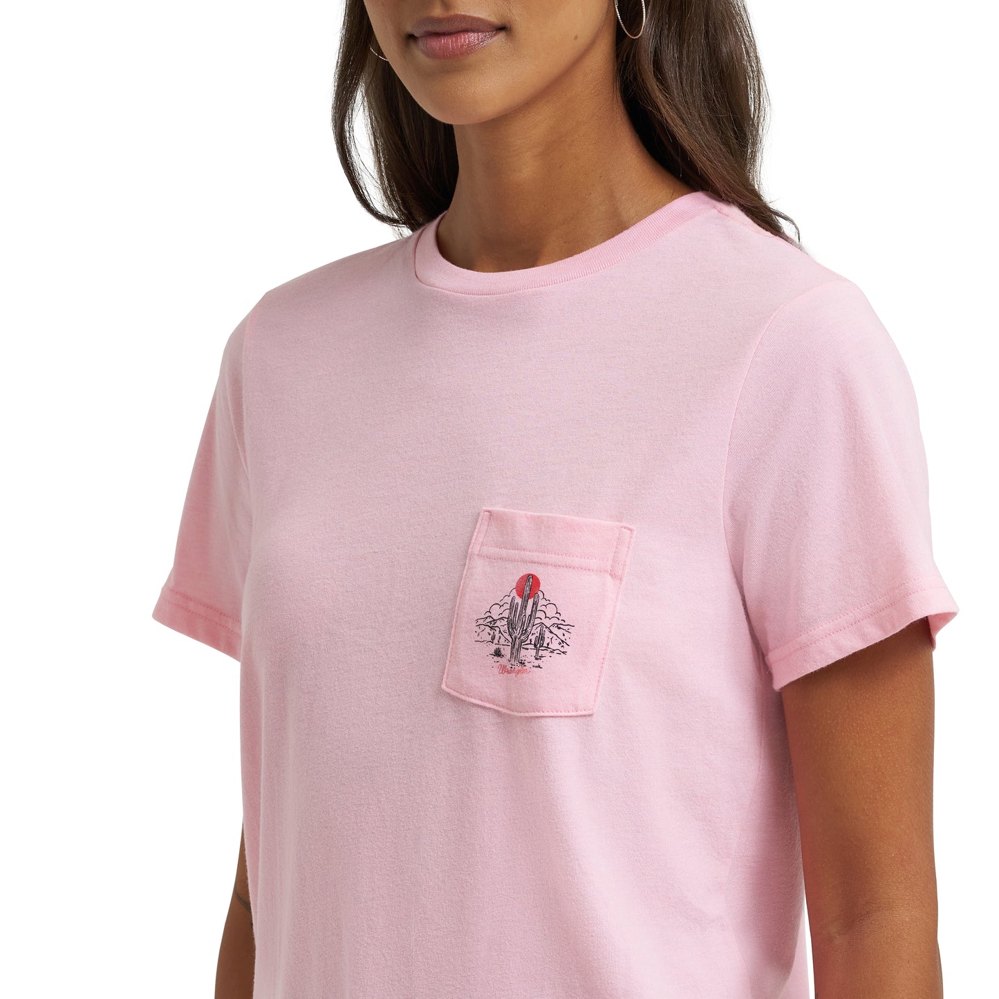 Wrangler Ladies Romance Rose Heather Pocket T-Shirt 112372972