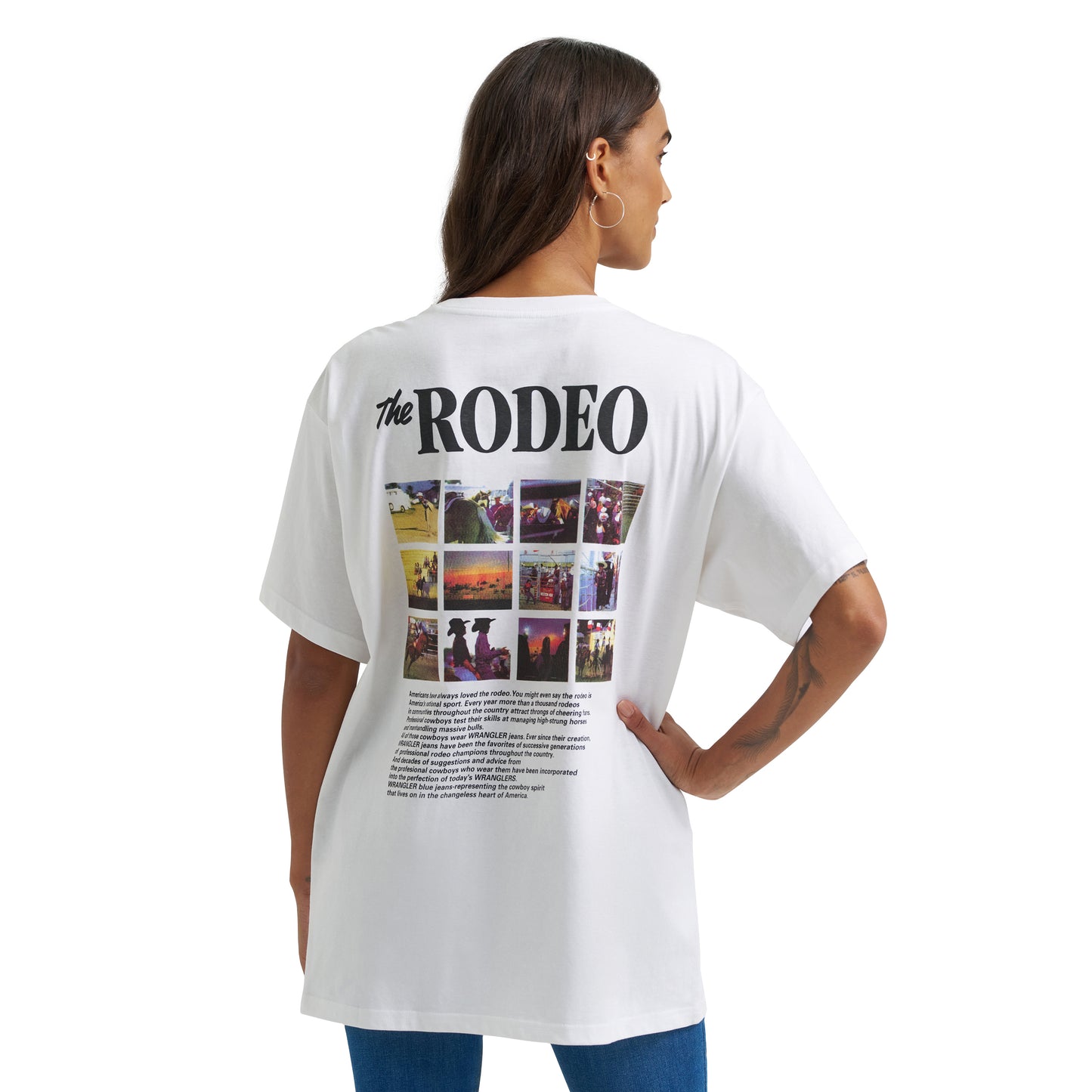 Wrangler Ladies Bright White 'The Rodeo' Oversized T-Shirt 112372974