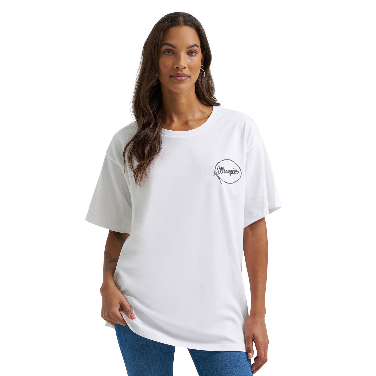 Wrangler Ladies Bright White 'The Rodeo' Oversized T-Shirt 112372974