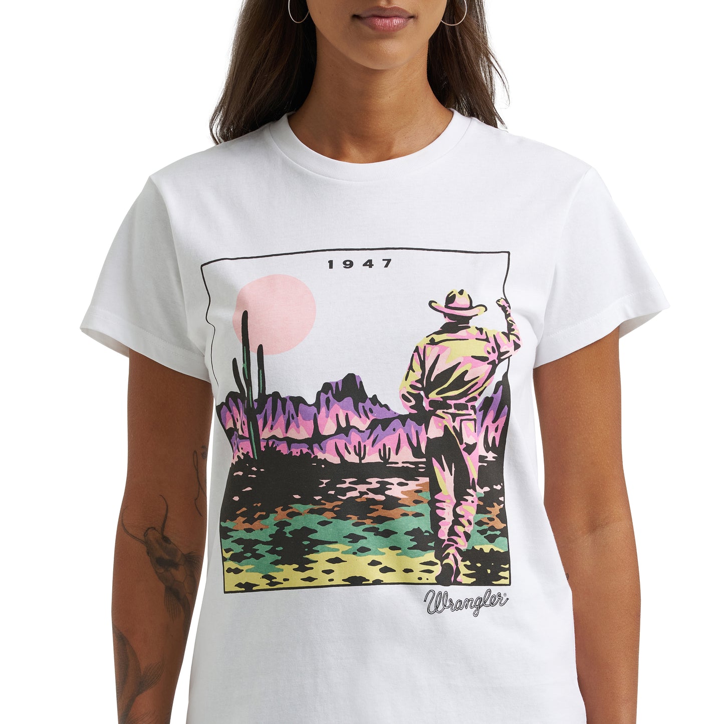 Wrangler Ladies Bright White Western Logo Graphic T-Shirt 112372990