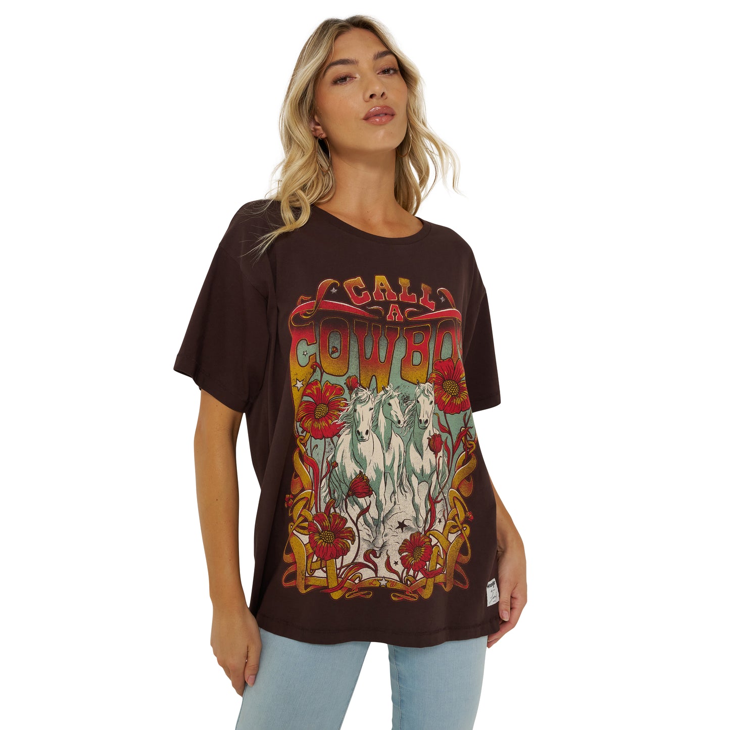 Wrangler X Lainey Wilson Ladies Black 'Call A Cowboy' T-Shirt 112373172