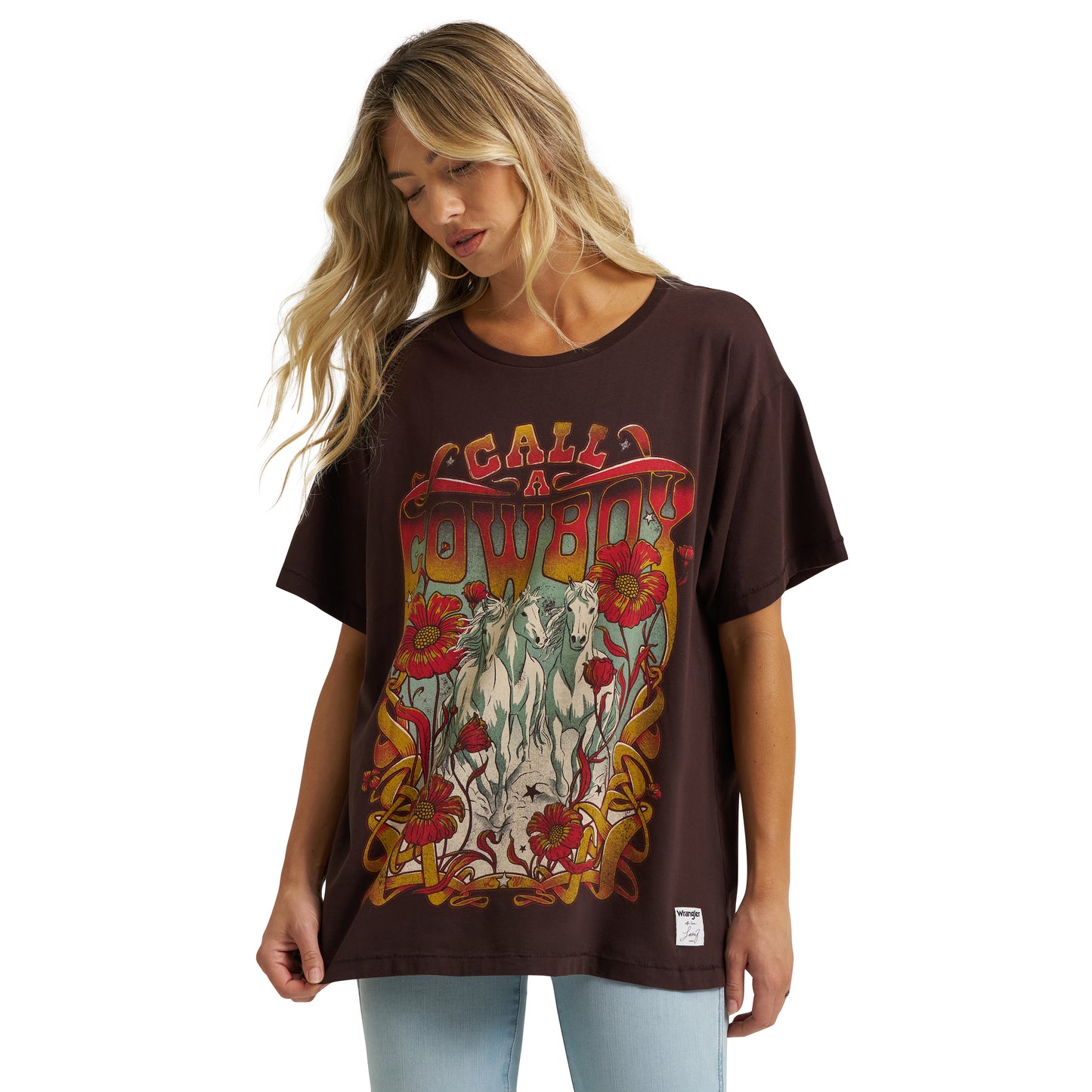 Wrangler X Lainey Wilson Ladies Black 'Call A Cowboy' T-Shirt 112373172