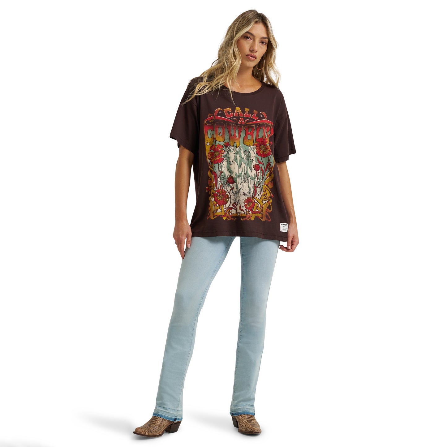 Wrangler X Lainey Wilson Ladies Black 'Call A Cowboy' T-Shirt 112373172