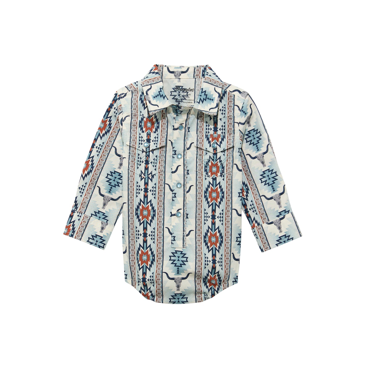 Wrangler Baby Boy's Brown Southwestern Print Snap Shirt 112374326
