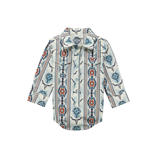 Wrangler Baby Boy's Brown Southwestern Print Snap Shirt 112374326