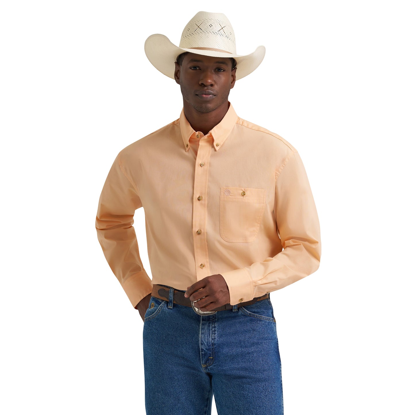 Wrangler Mens George Strait Peach Shirt Wrangler Mens George Strait Peach Shirt