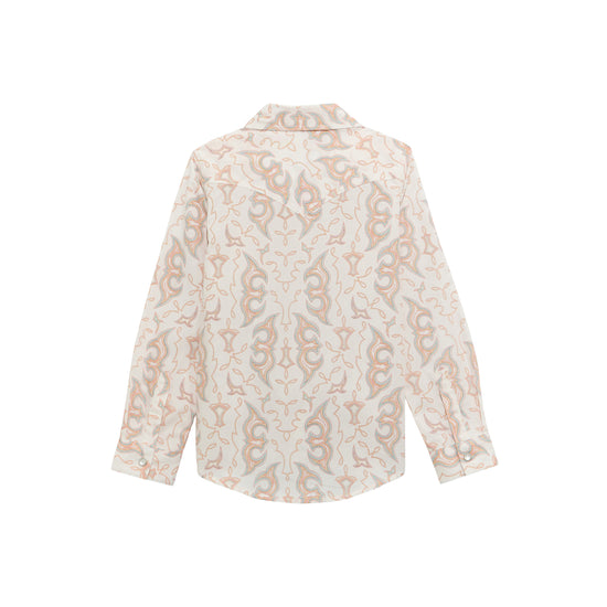 Wrangler Youth Girl's White Western Printed Snap Shirt 112374705