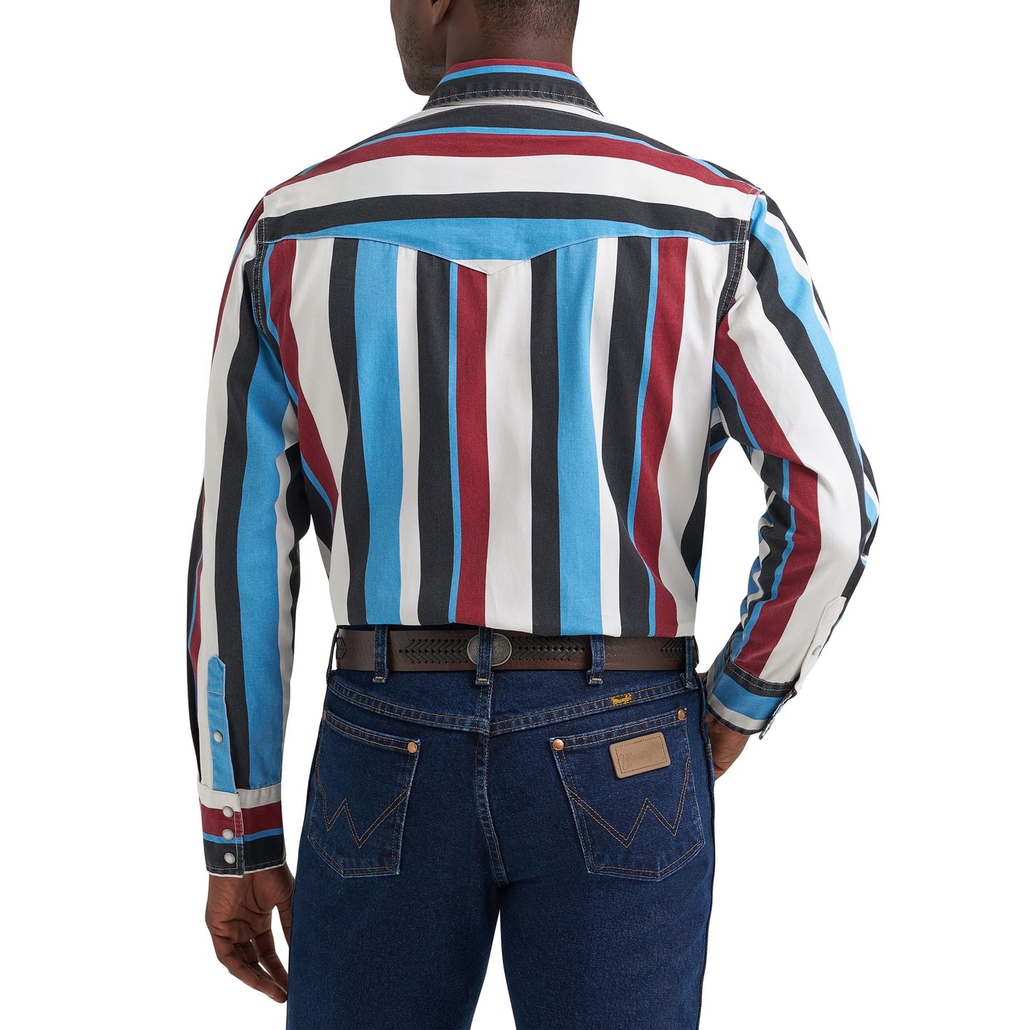 Wrangler Men's Vintage Inspired Blue Multi Print Snap Shirt 112374804