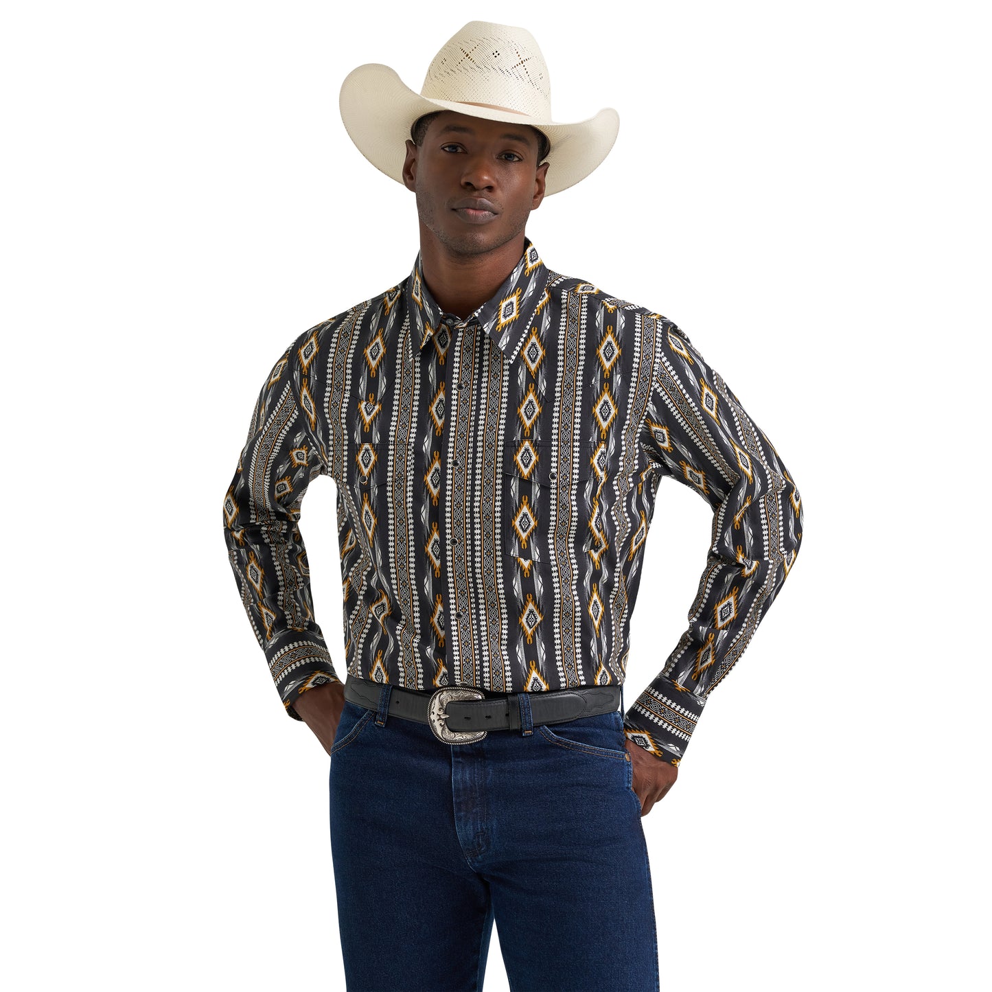 Wrangler Men's Checotah Long-Sleeve Shirt Western Snap Printed Shirt 112374910 Wrangler Men's Checotah Long-Sleeve Shirt Western Snap Printed Shirt 112374910