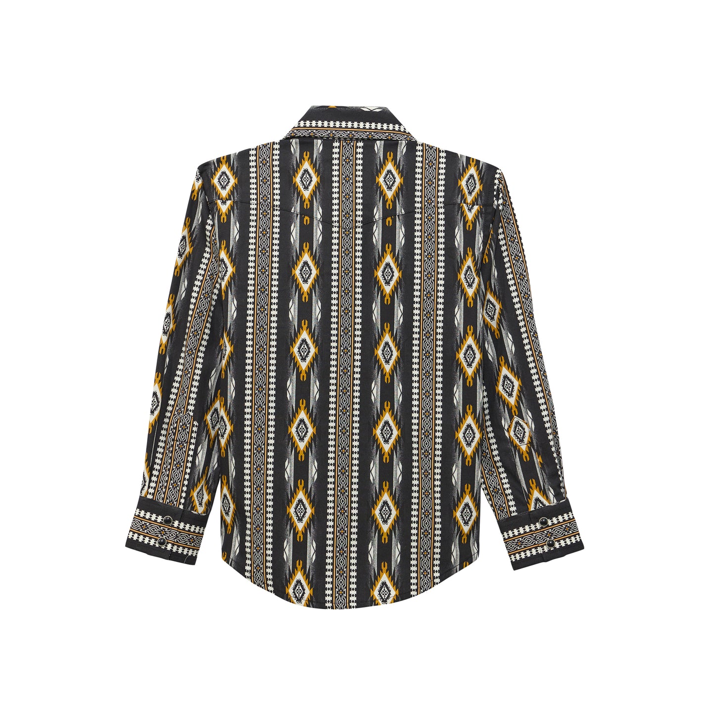 Wrangler Youth Boy's Checotah Black & Brown Aztec Snap Shirt 112374911