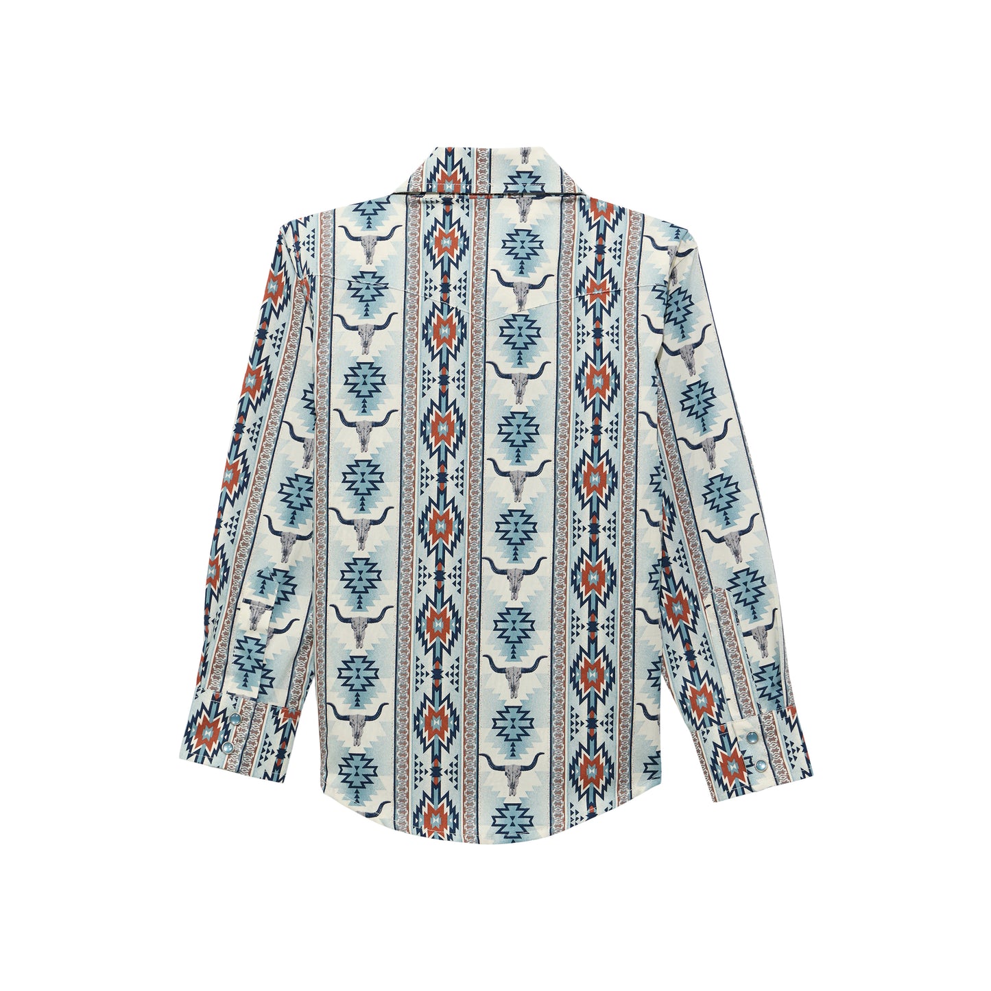 Wrangler Youth Boy's Checotah Grey Multi Print Snap Shirt 112374918