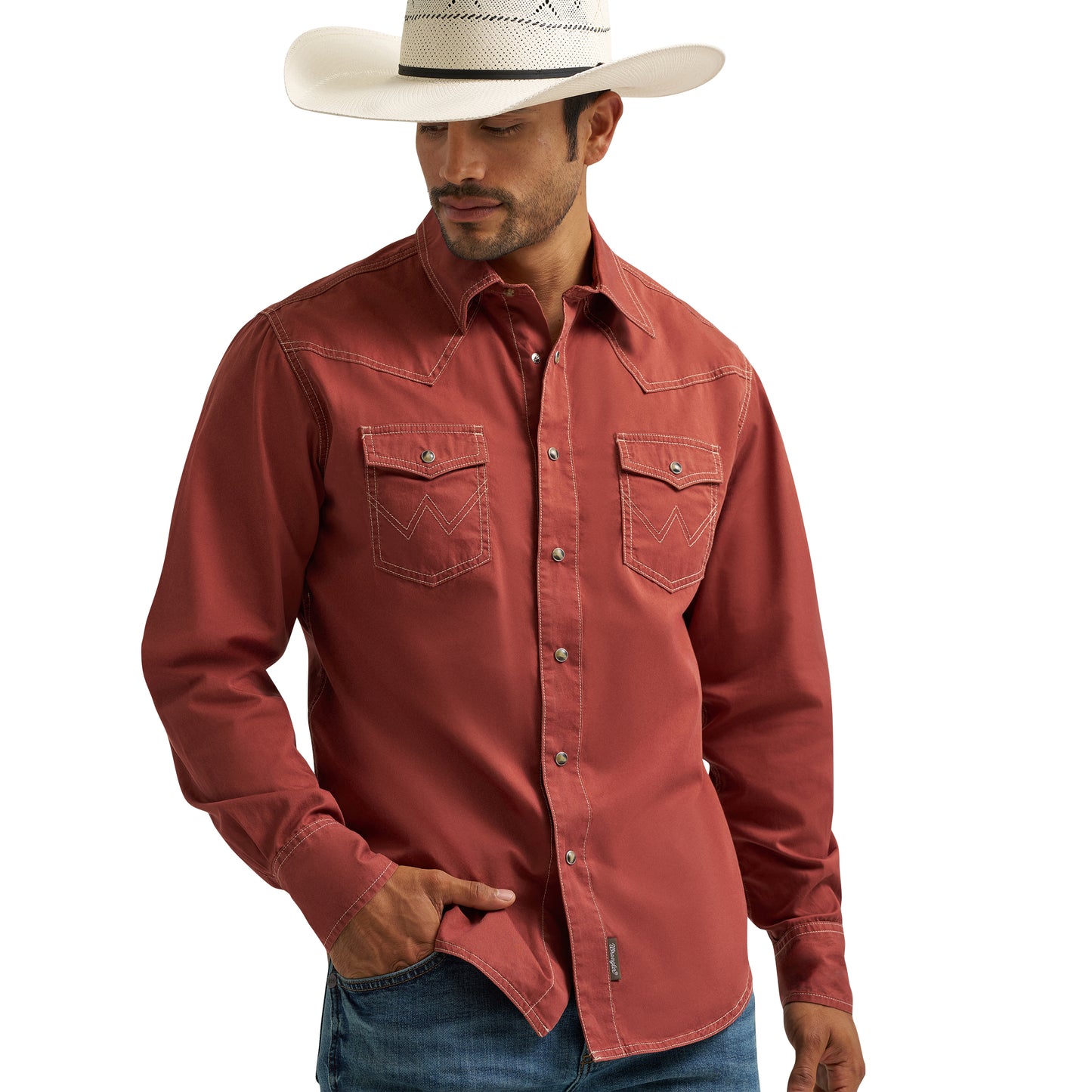 Wrangler Men's Retro Premium Red Modern Fit Snap Shirt 112374980