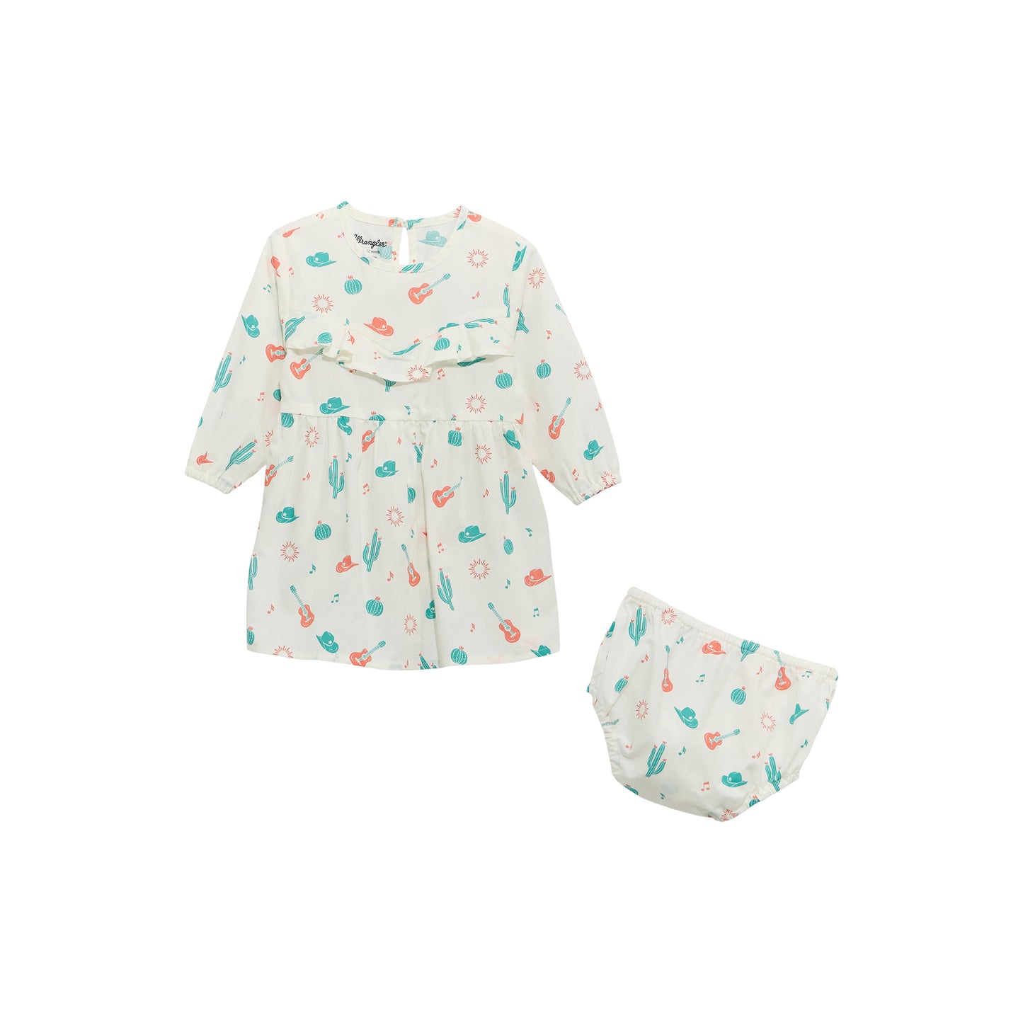 Wrangler Infant Girl's White Western Print Long Sleeve Dress 112374989