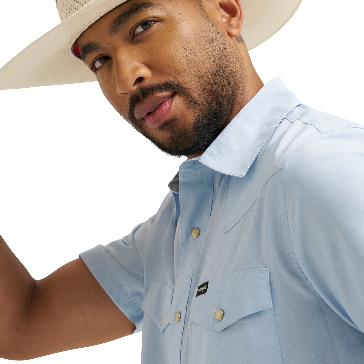 Wrangler Men's Drover Utility Pastel Blue Snap Shirt 112375152