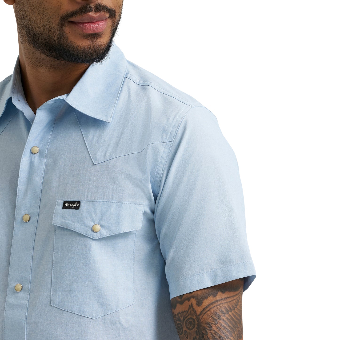 Wrangler Men's Drover Utility Pastel Blue Snap Shirt 112375152