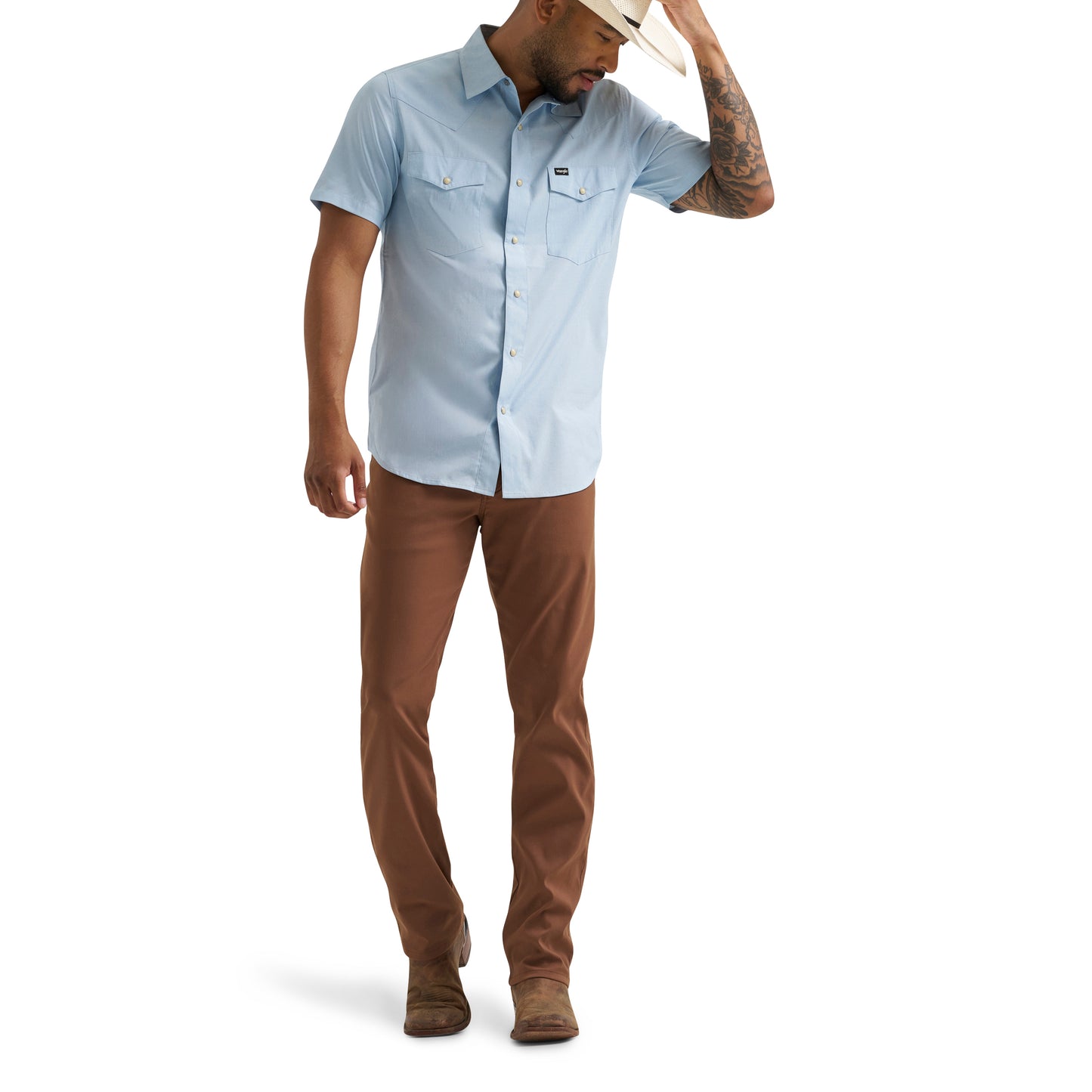 Wrangler Men's Drover Utility Pastel Blue Snap Shirt 112375152
