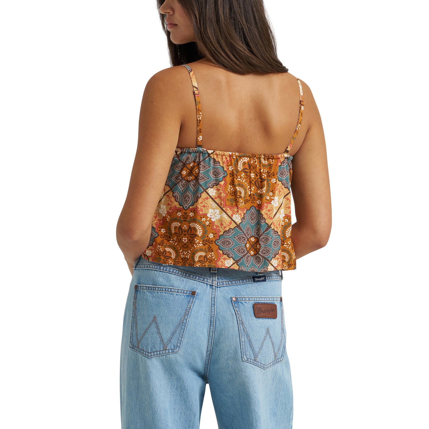 Wrangler Ladies Retro Vintage Brown Bandana Tank Top 112375217