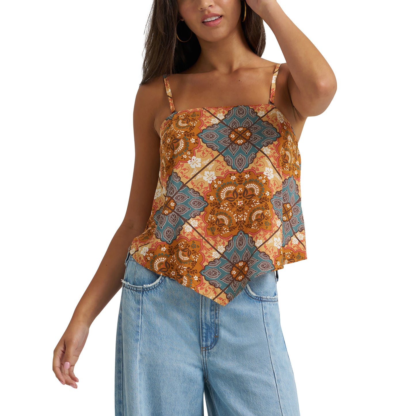 Wrangler Ladies Retro Vintage Brown Bandana Tank Top 112375217