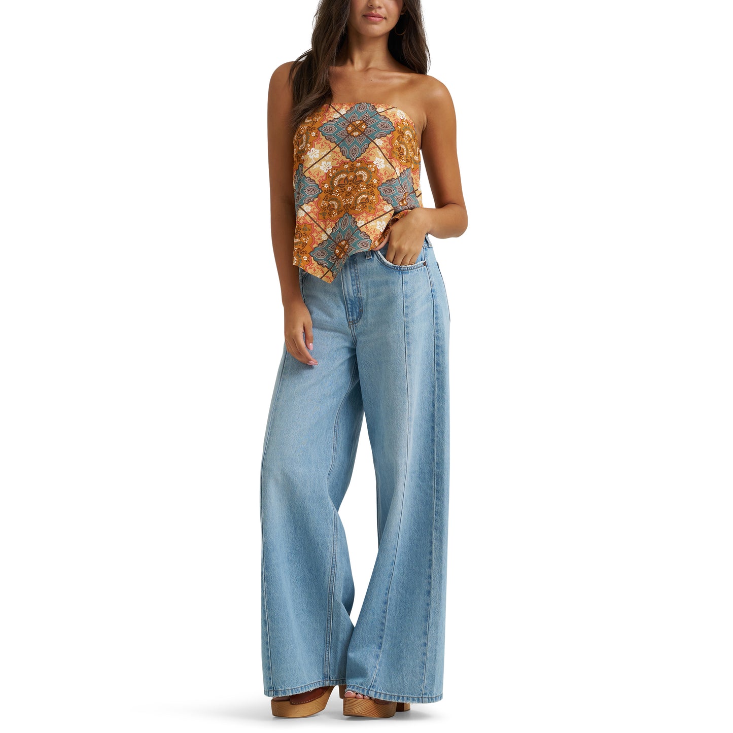 Wrangler Ladies Retro Vintage Brown Bandana Tank Top 112375217