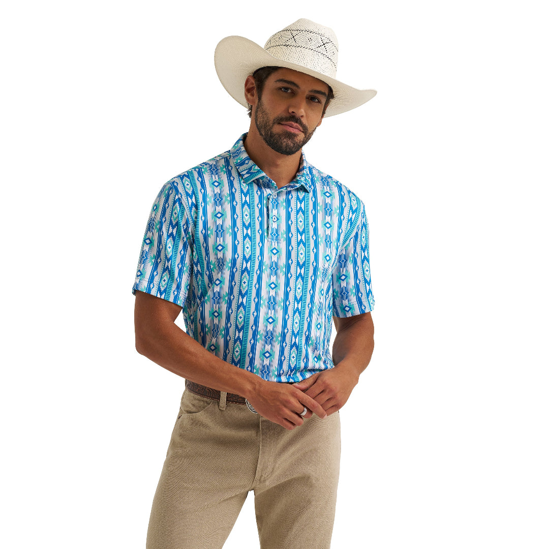 Wrangler X ATG Men's Checotah Turquoise Performance Polo Shirt 112375251