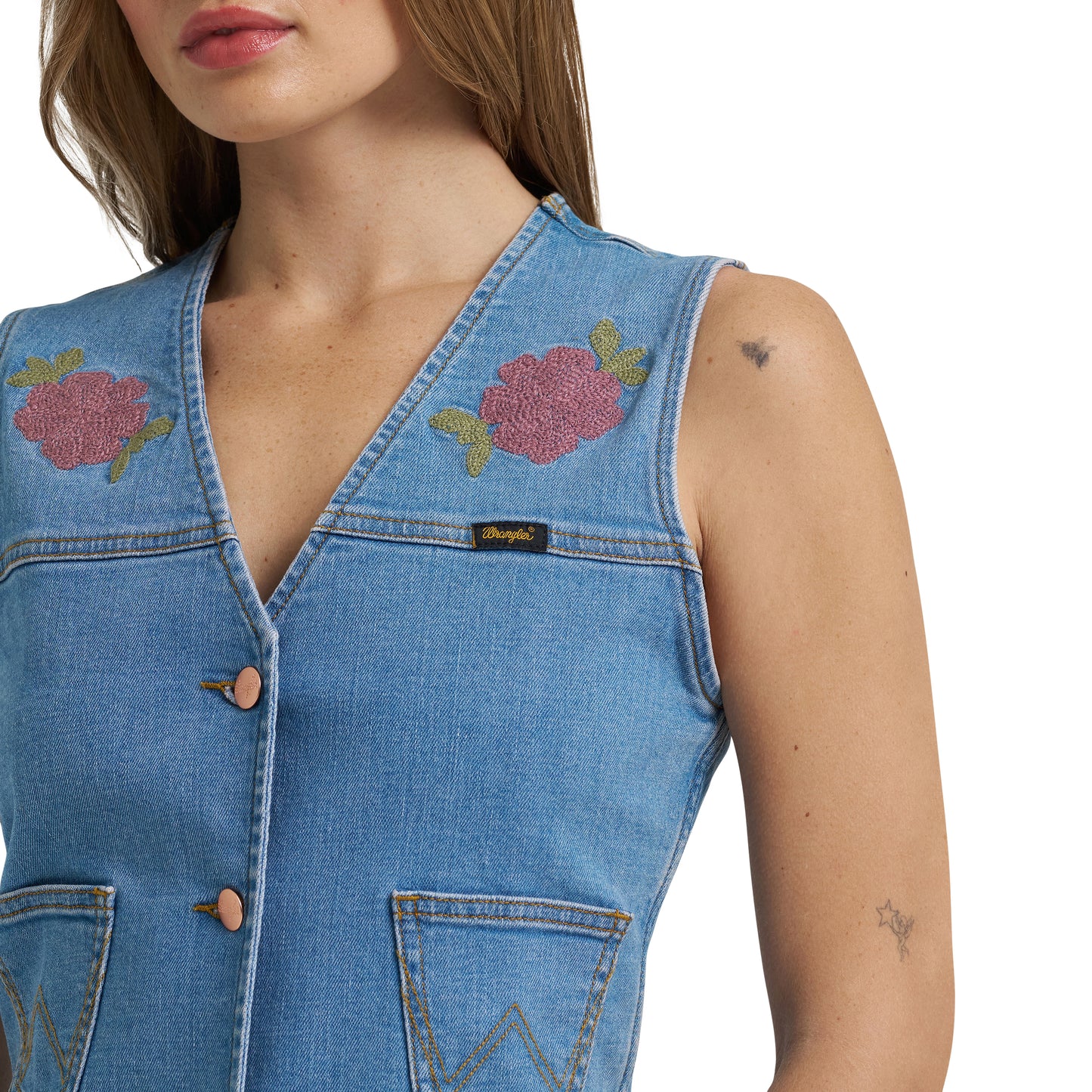 Wrangler X Lainey Wilson Ladies Blue Denim Vest 112375559